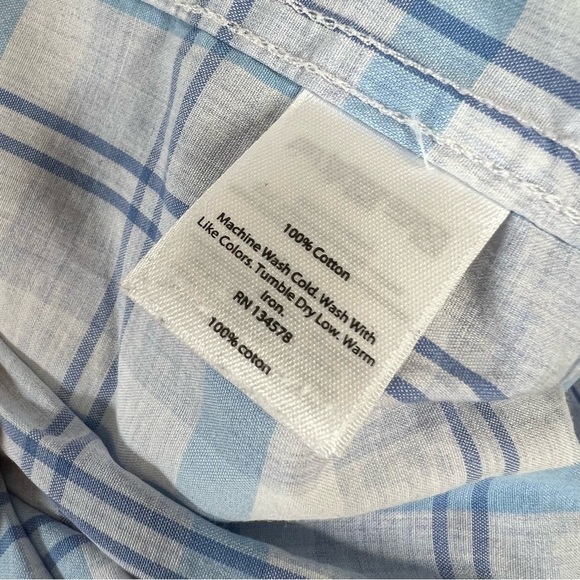 Vineyard Vines Shirt Mens Large Plaid Slim Fit Tucker Blue Button Up Long Sleeve - Picture 5 of 8